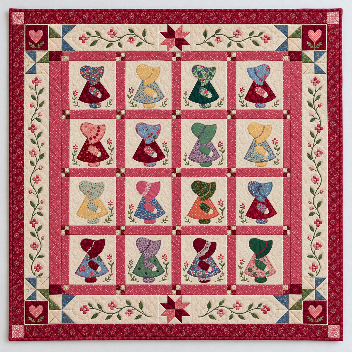 Bonnet Girl In Pink TD141026373 Quilt Blanket