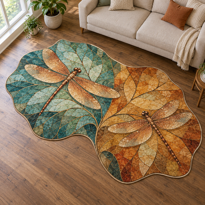 Amber Dragonfly Mosaic TD131026376 Custom Shape Area Rug