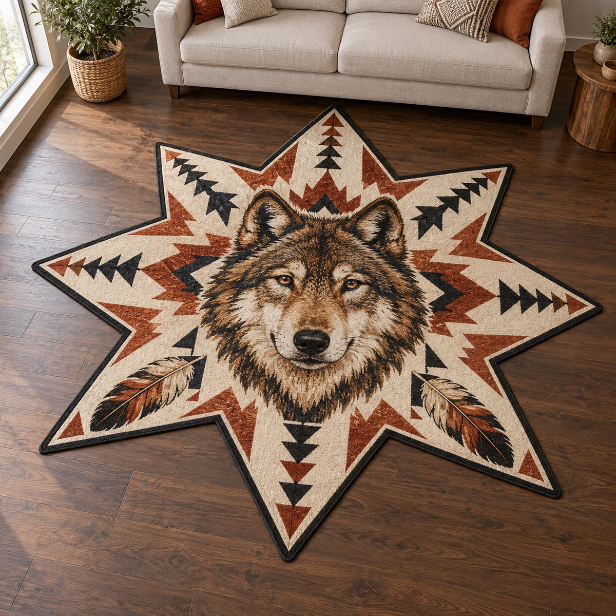Wolf Ember Star TD131026378 Custom Shape Area Rug