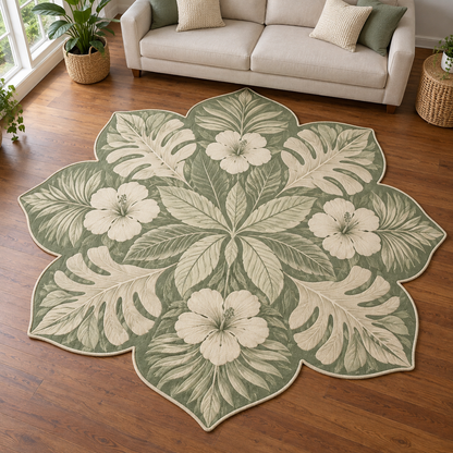 Sage Hawaiian Botanicals TD131026379 Custom Shape Area Rug