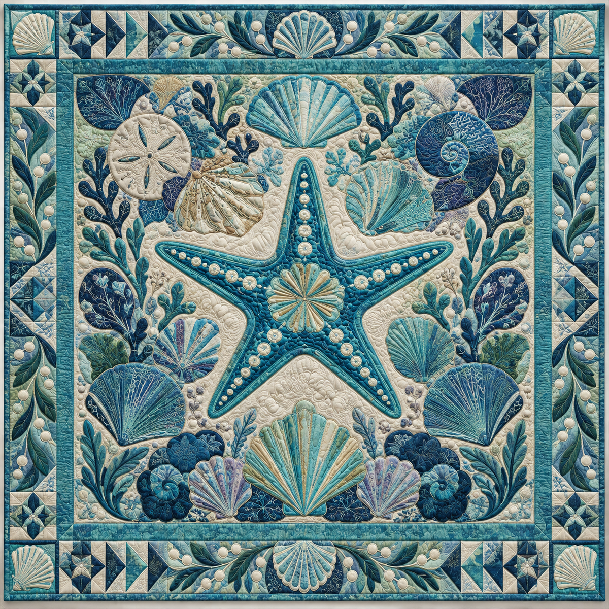 Seashell Starfish Collage TD141026879 Quilt Blanket