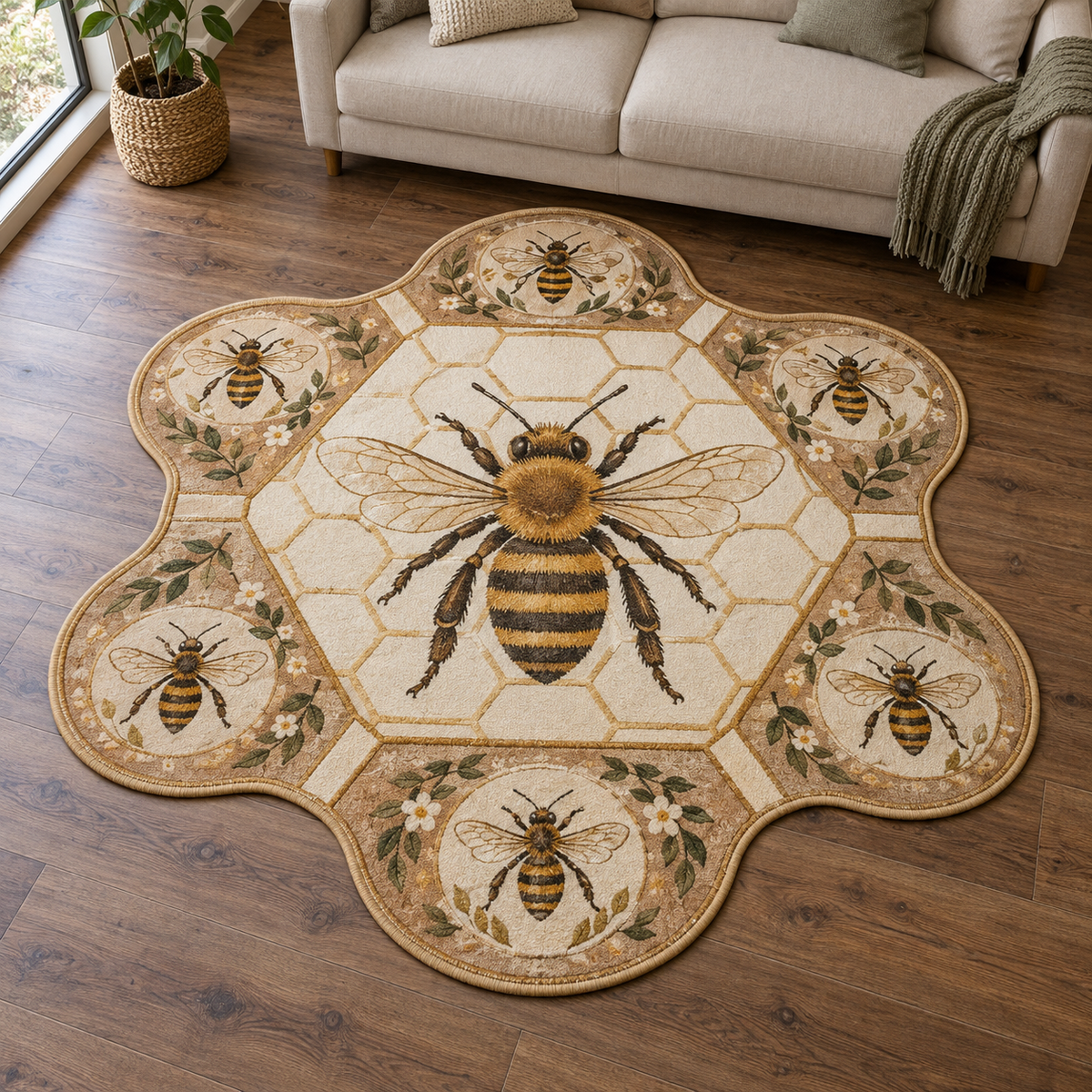 Honeybee Crest TD131026380 Custom Shape Area Rug