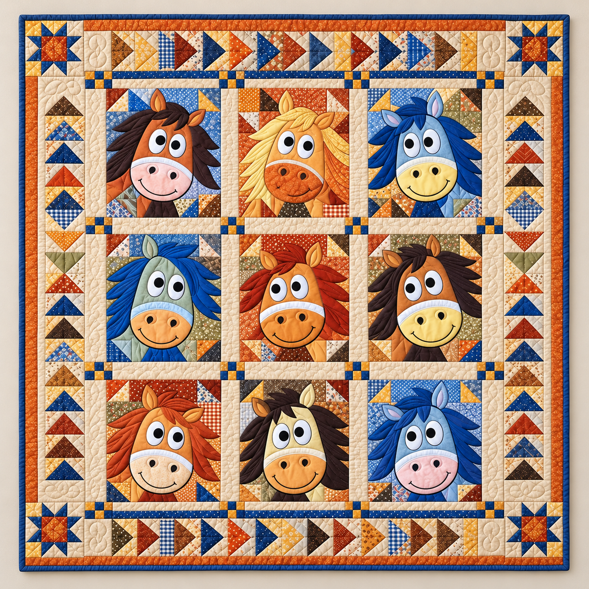 Playful Horse Portrait TD141026381 Quilt Blanket