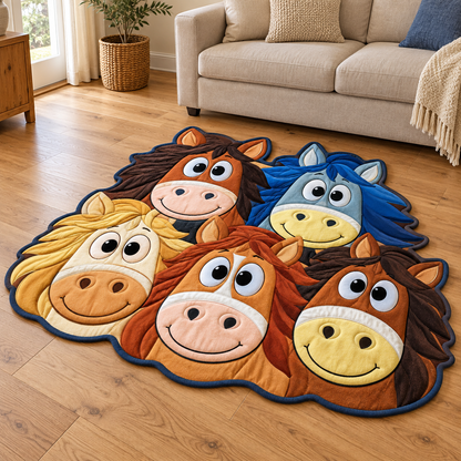 Goofy Horse Friends TD131026382 Custom Shape Area Rug