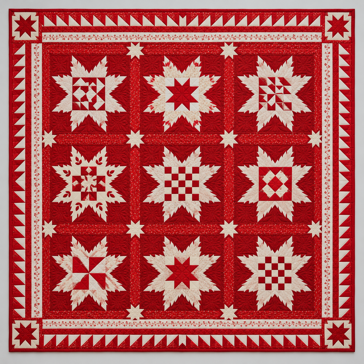 White Christmas Stars On Red TD141026383 Quilt Blanket