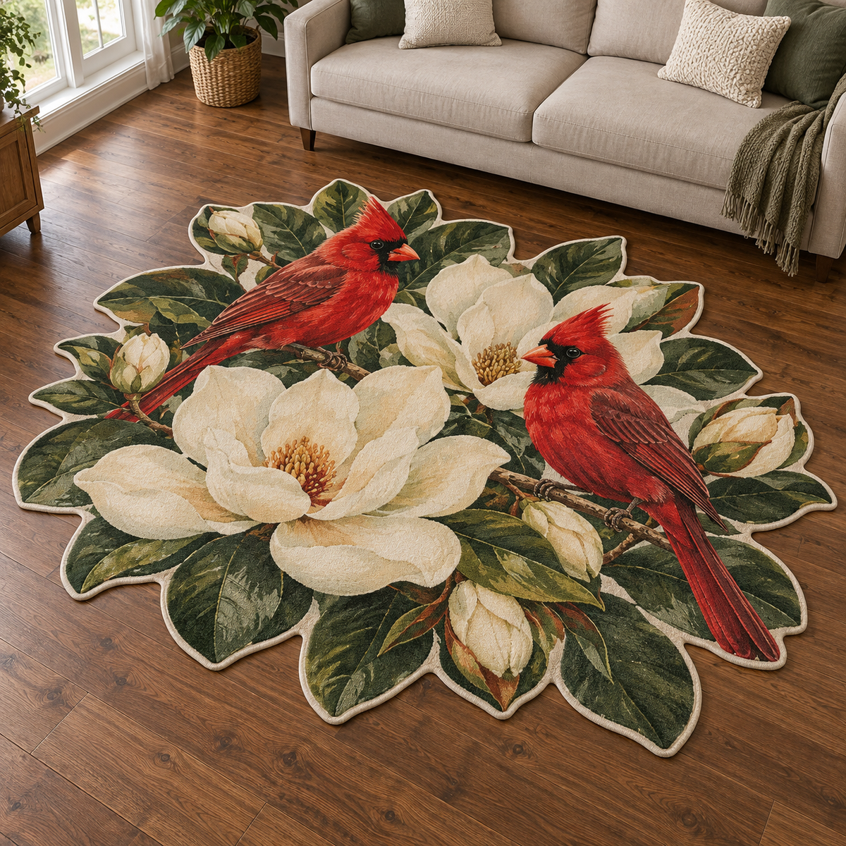 Cardinal White Petals TD131026389 Custom Shape Area Rug