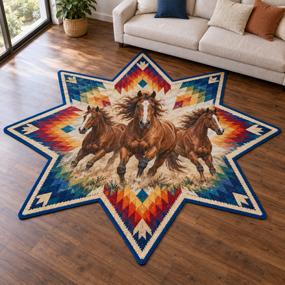 Rainbow Horse Star TD131026392 Custom Shape Area Rug