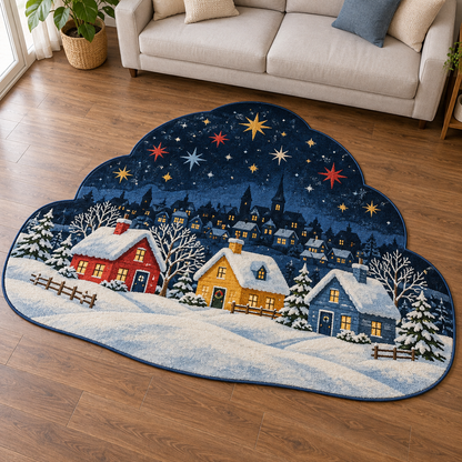 Midnight Snow Village TD131026395 Custom Shape Area Rug