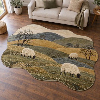 Sheep Hillside Seasons TD131026396 Custom Shape Area Rug