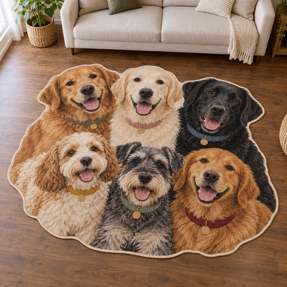 Faithful Dog Gathering TD131026397 Custom Shape Area Rug