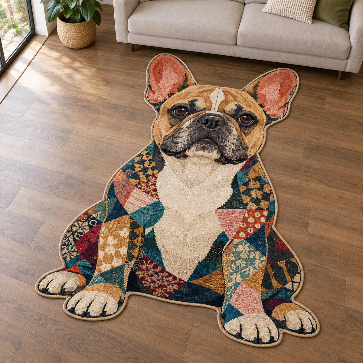 Patchwork Frenchie TD131026398 Custom Shape Area Rug