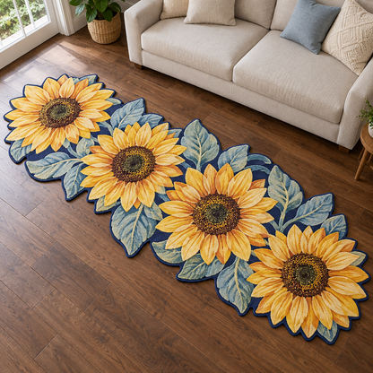 Navy Sunflower Garland TD131026399 Custom Shape Area Rug