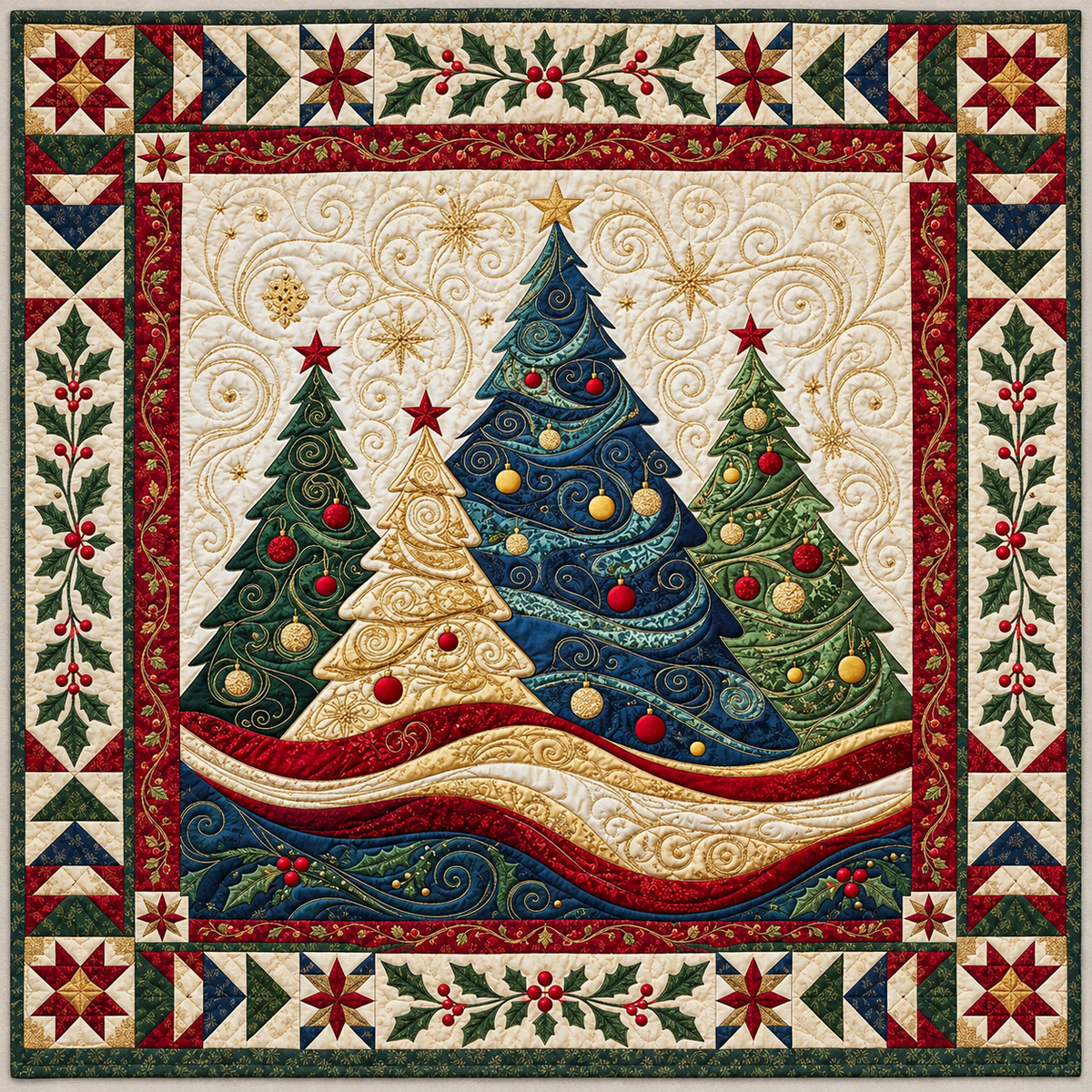 Ornamental Christmas Trees TD141026900 Quilt Blanket