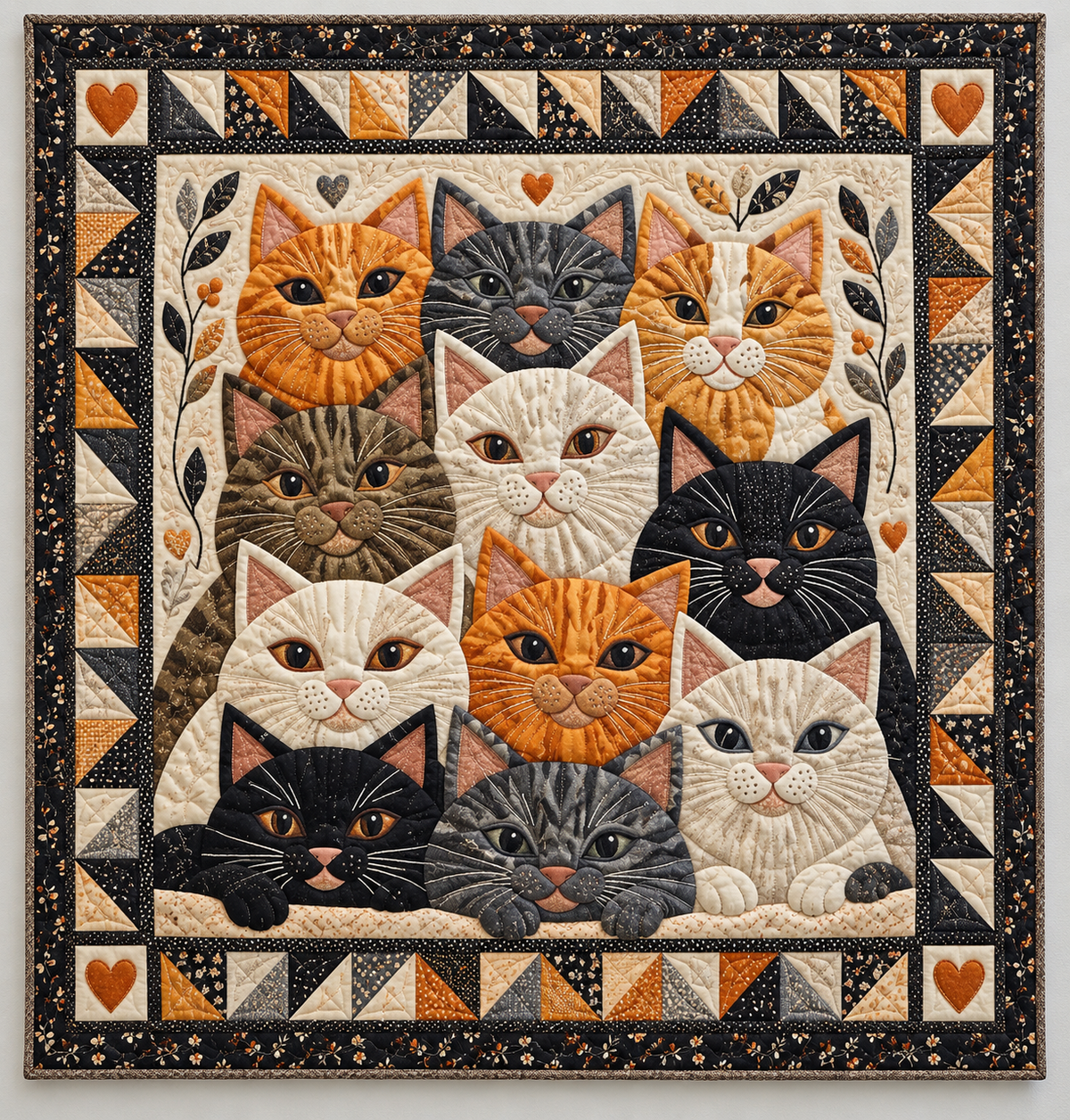 Friendly Cat Portrait Gathering TD141026401 Quilt Blanket