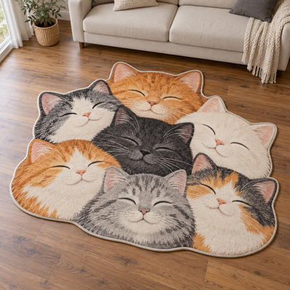 Cozy Cat Portrait Stack TD131026402 Custom Shape Area Rug
