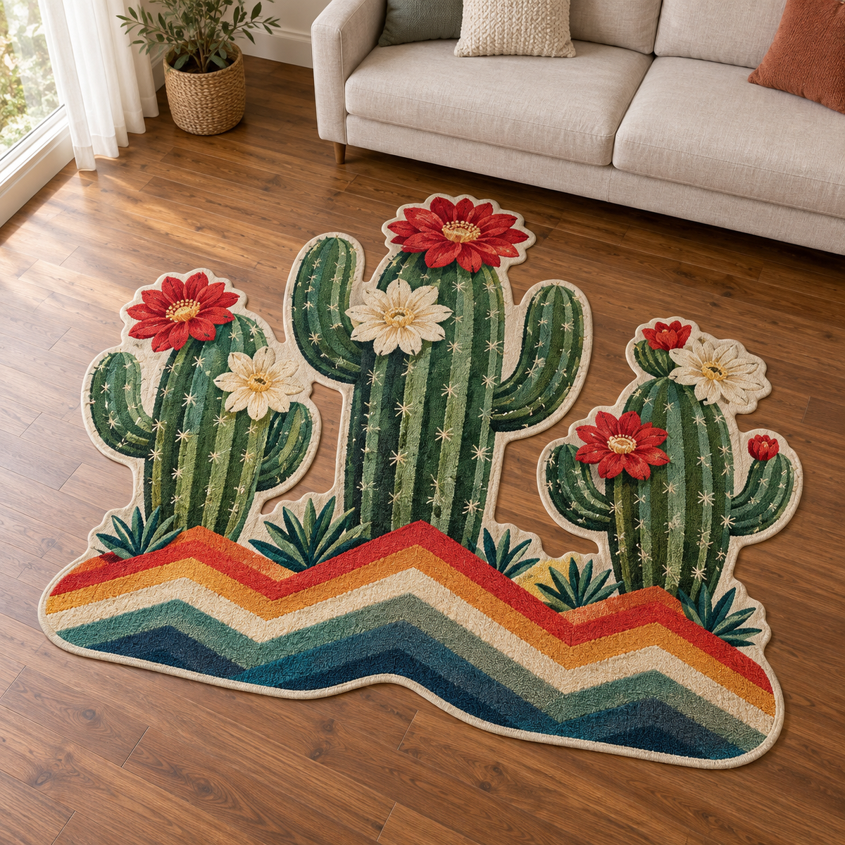 Chevron Cactus Fiesta TD131026403 Custom Shape Area Rug
