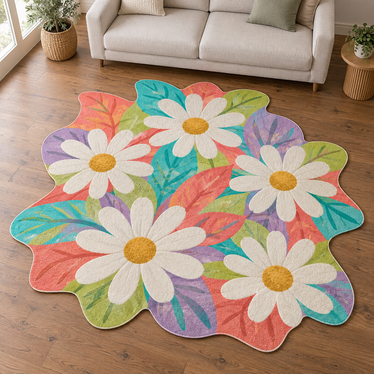 Daisy Patchwork Picnic TD131026405 Custom Shape Area Rug