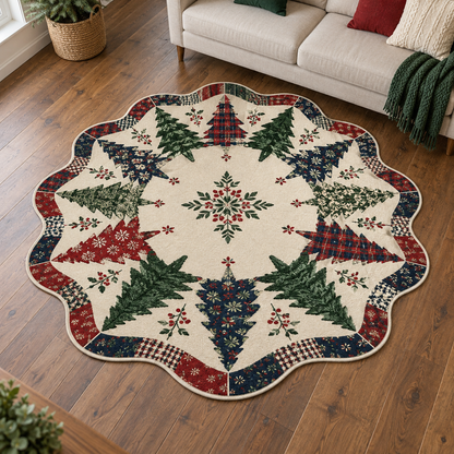 Patchwork Evergreen Wheel TD131026407 Custom Shape Area Rug