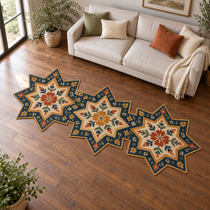 Folk Flower Star Chain TD131026408 Custom Shape Area Rug