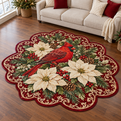 Crimson Cardinal Lace TD131026409 Custom Shape Area Rug