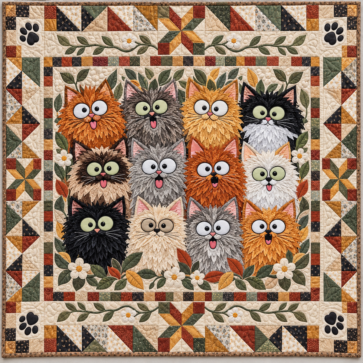 Funny Fuzzy Cat Parade TD141026910 Quilt Blanket