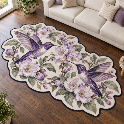 Lavender Bird Garden TD131026414 Custom Shape Area Rug