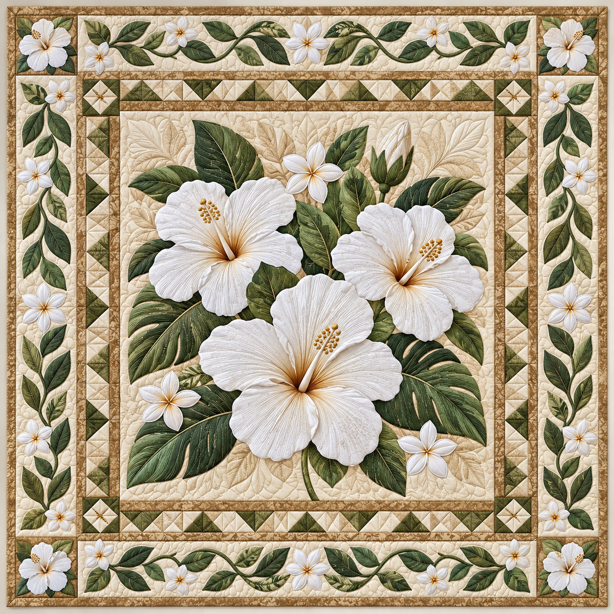 White Hibiscus TD141026914 Quilt Blanket