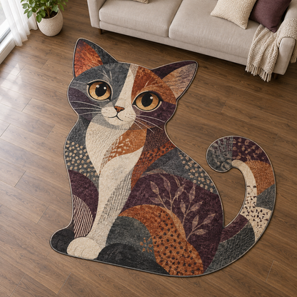 Golden-Eyed Patchwork Cat TD131026418 Custom Shape Area Rug