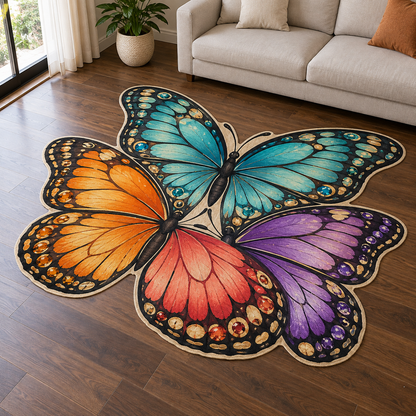 Jewel Butterfly Flutter TD131026419 Custom Shape Area Rug