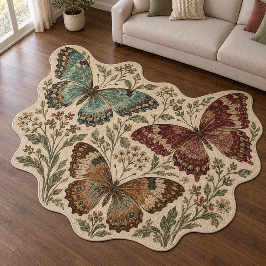 Vintage Butterfly Meadow TD131026420 Custom Shape Area Rug