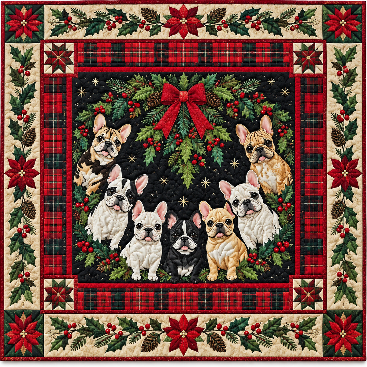 French Bulldog Holiday Cheer TD141026921 Quilt Blanket