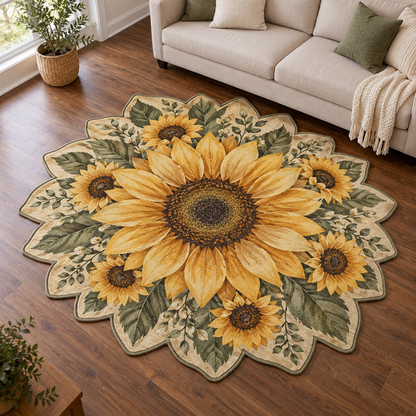 Sunflower Botanical Wheel TD131026423 Custom Shape Area Rug