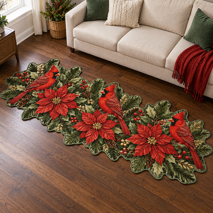 Cardinal Poinsettia Garland TD131026424 Custom Shape Area Rug
