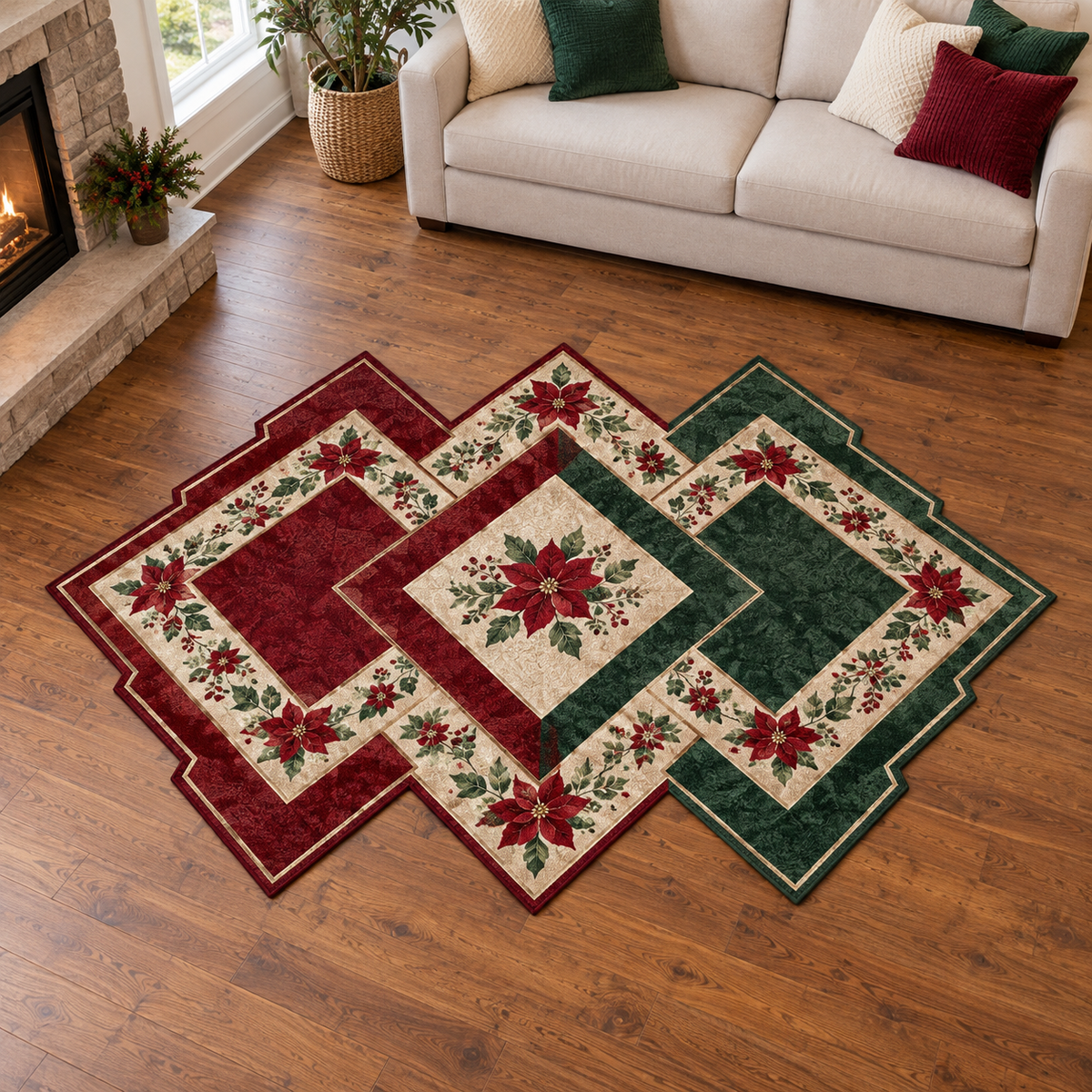 Festive Diamond Patchwork TD131026427 Custom Shape Area Rug