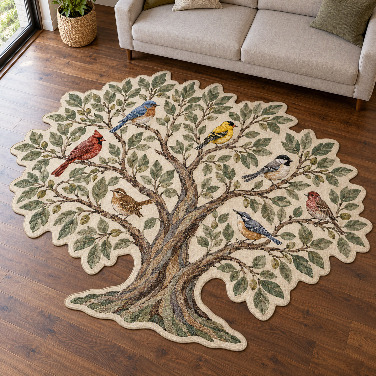 Songbird Branch Tree TD131026429 Custom Shape Area Rug