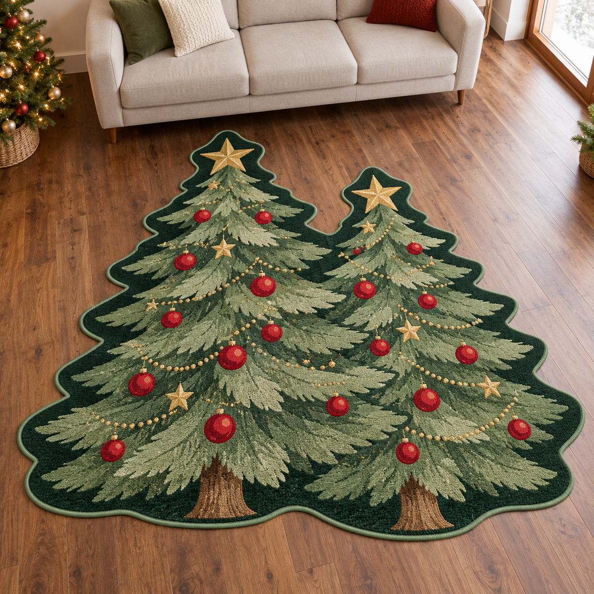 Forest Christmas Twins TD131026433 Custom Shape Area Rug