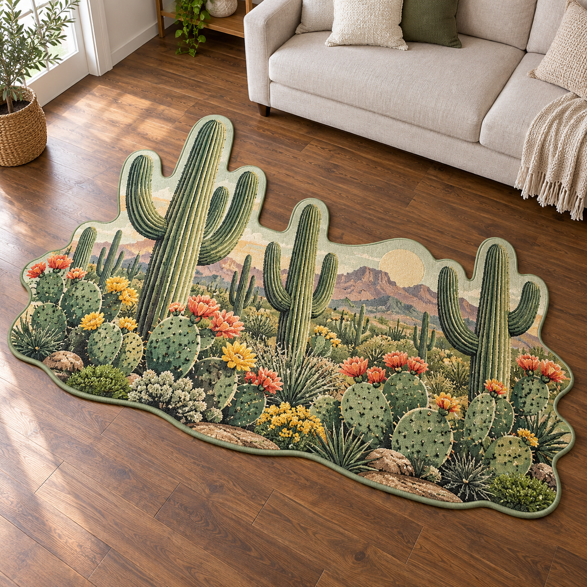 Spring Saguaro Bloom TD131026436 Custom Shape Area Rug