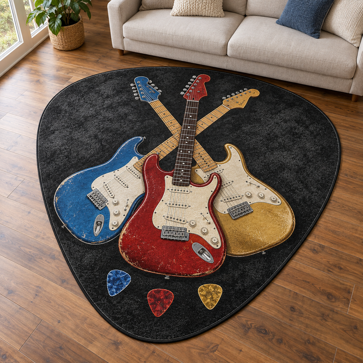 Guitar Pick Jam TD131026437 Custom Shape Area Rug