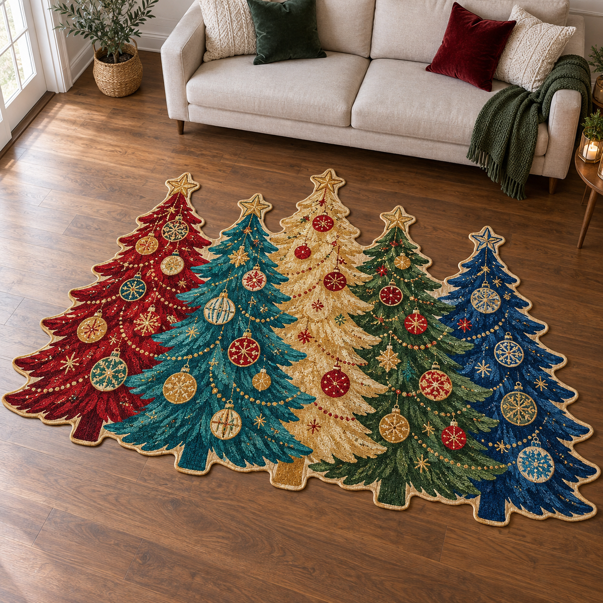 Colorful Christmas Forest TD131026439 Custom Shape Area Rug