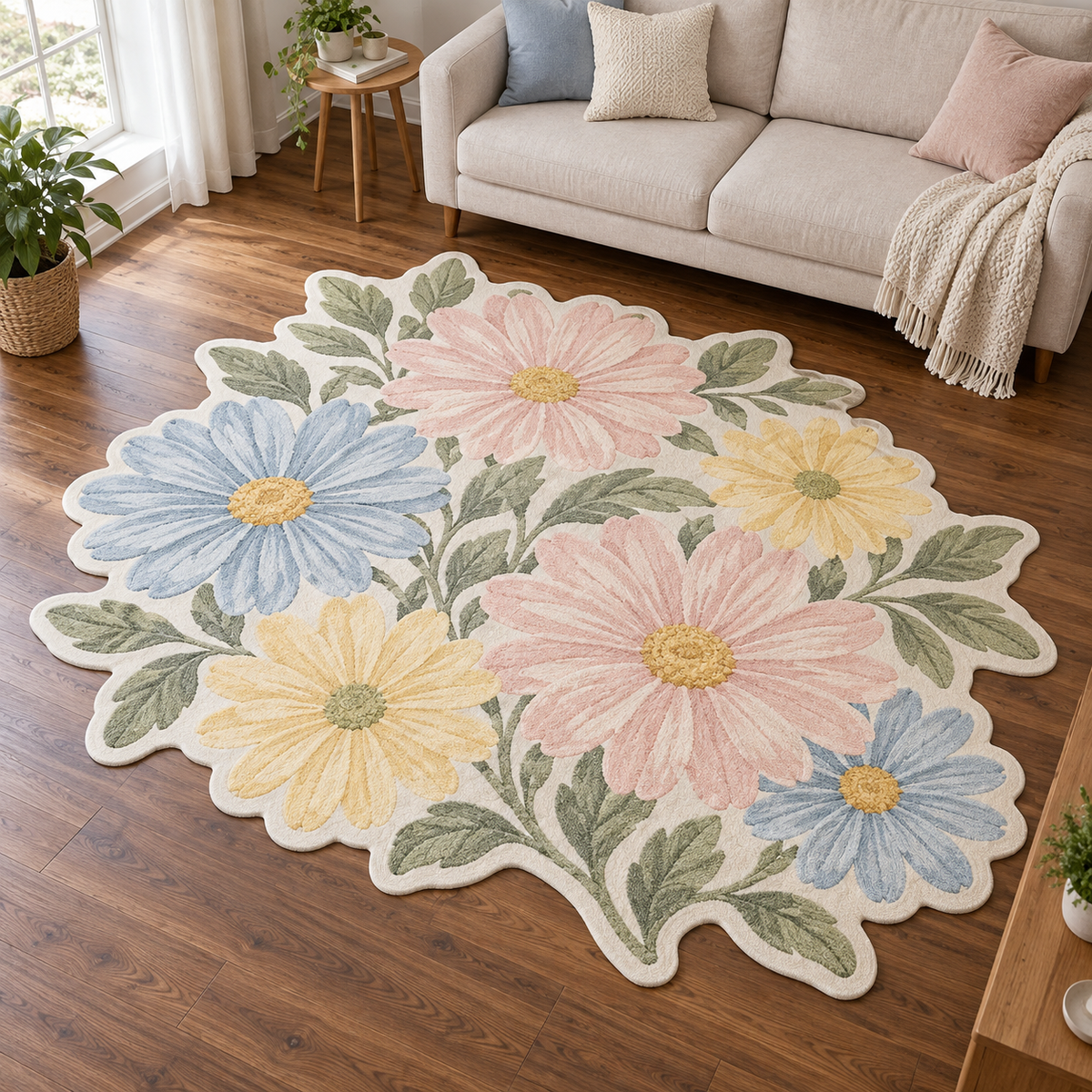 Sweet Garden Daisies TD131026441 Custom Shape Area Rug