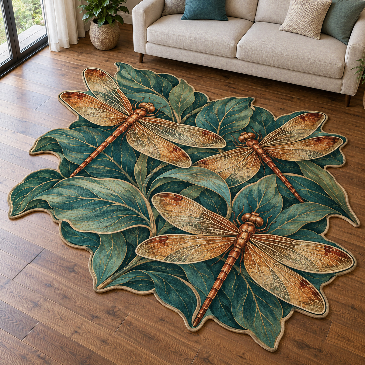 Copper Dragonfly Flight TD131026443 Custom Shape Area Rug