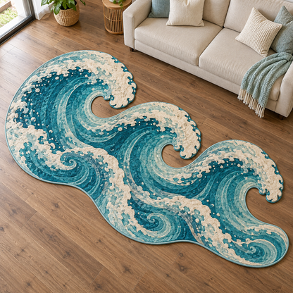 Turquoise Ocean Curl TD131026445 Custom Shape Area Rug