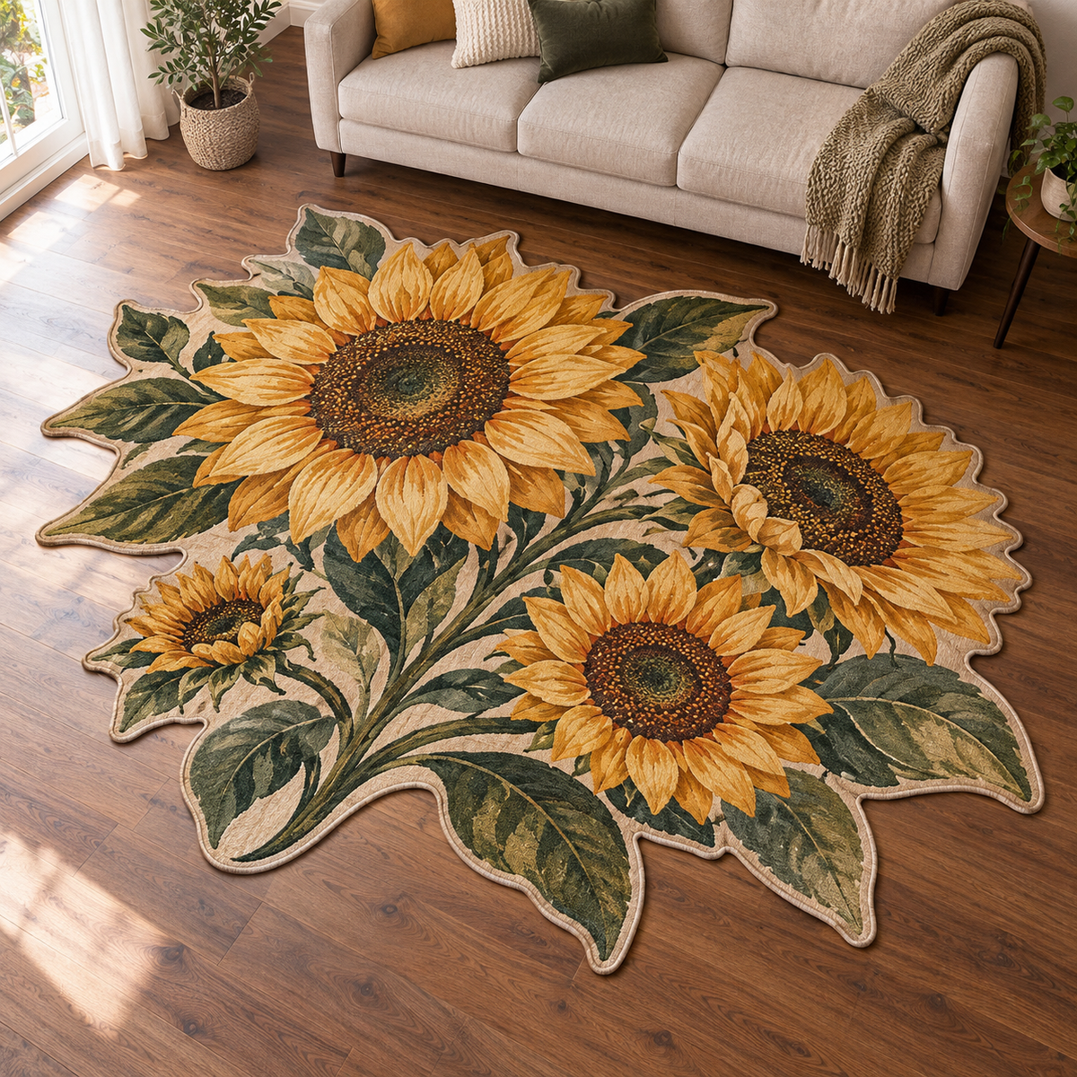 Harvest Sunflower Trail TD131026446 Custom Shape Area Rug
