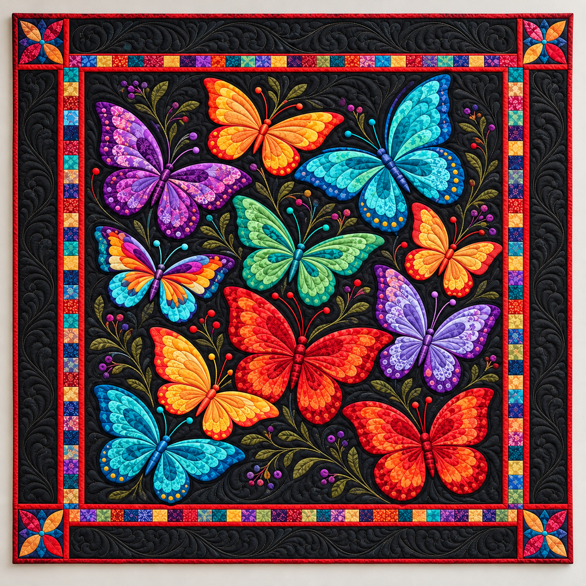 Rainbow Butterflies at Midnight TD141026446 Quilt Blanket