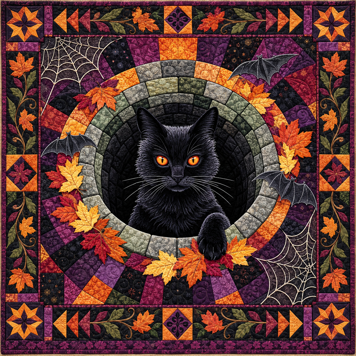 Black Cat Haunted Well TD141026948 Quilt Blanket