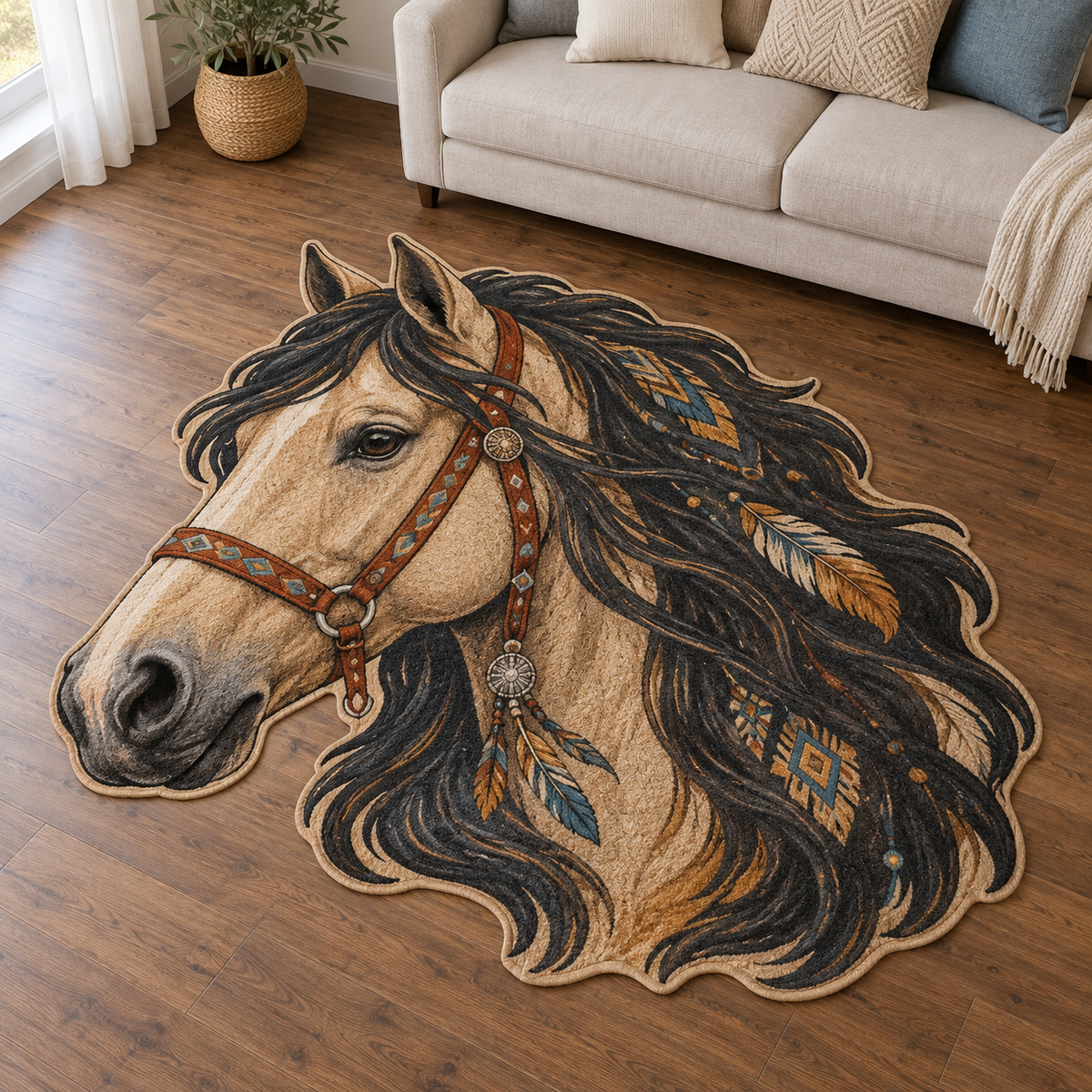 Painted Horse Winds TD131026448 Custom Shape Area Rug