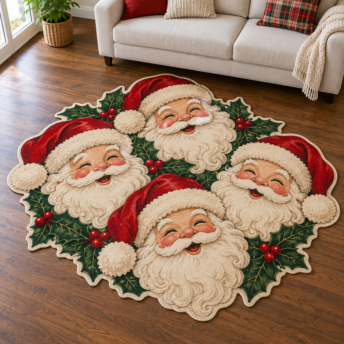 Santa Holly Chorus TD131026450 Custom Shape Area Rug