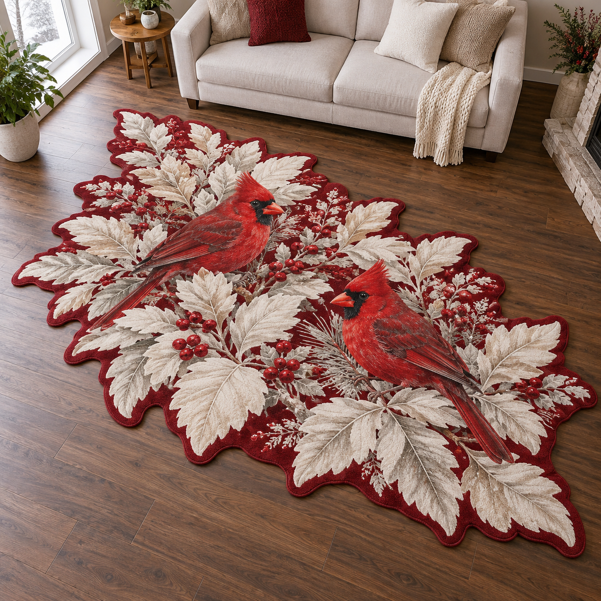 Redbird Frost Feathers TD131026452 Custom Shape Area Rug
