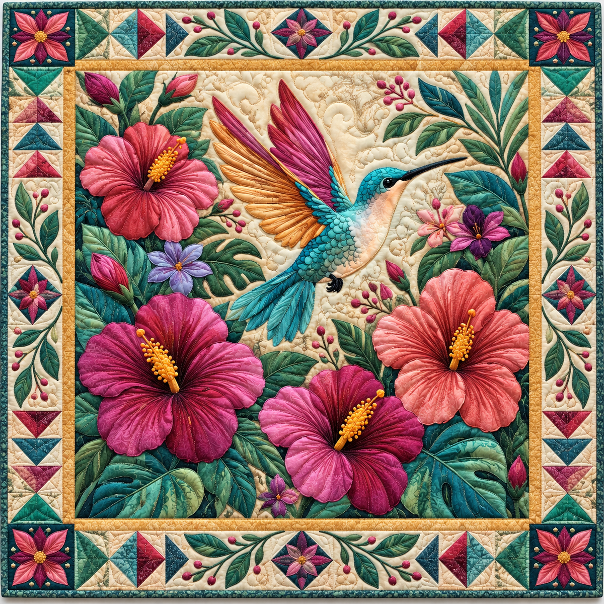 Hummingbird Hibiscus Harmony TD141026954 Quilt Blanket