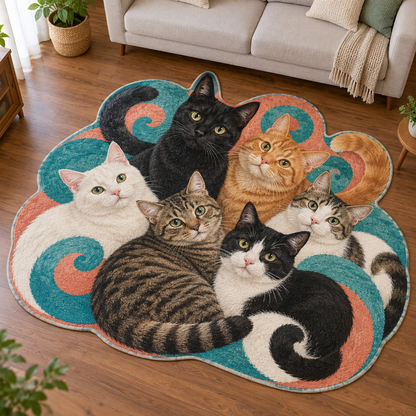 Curious Cat Gathering TD131026455 Custom Shape Area Rug